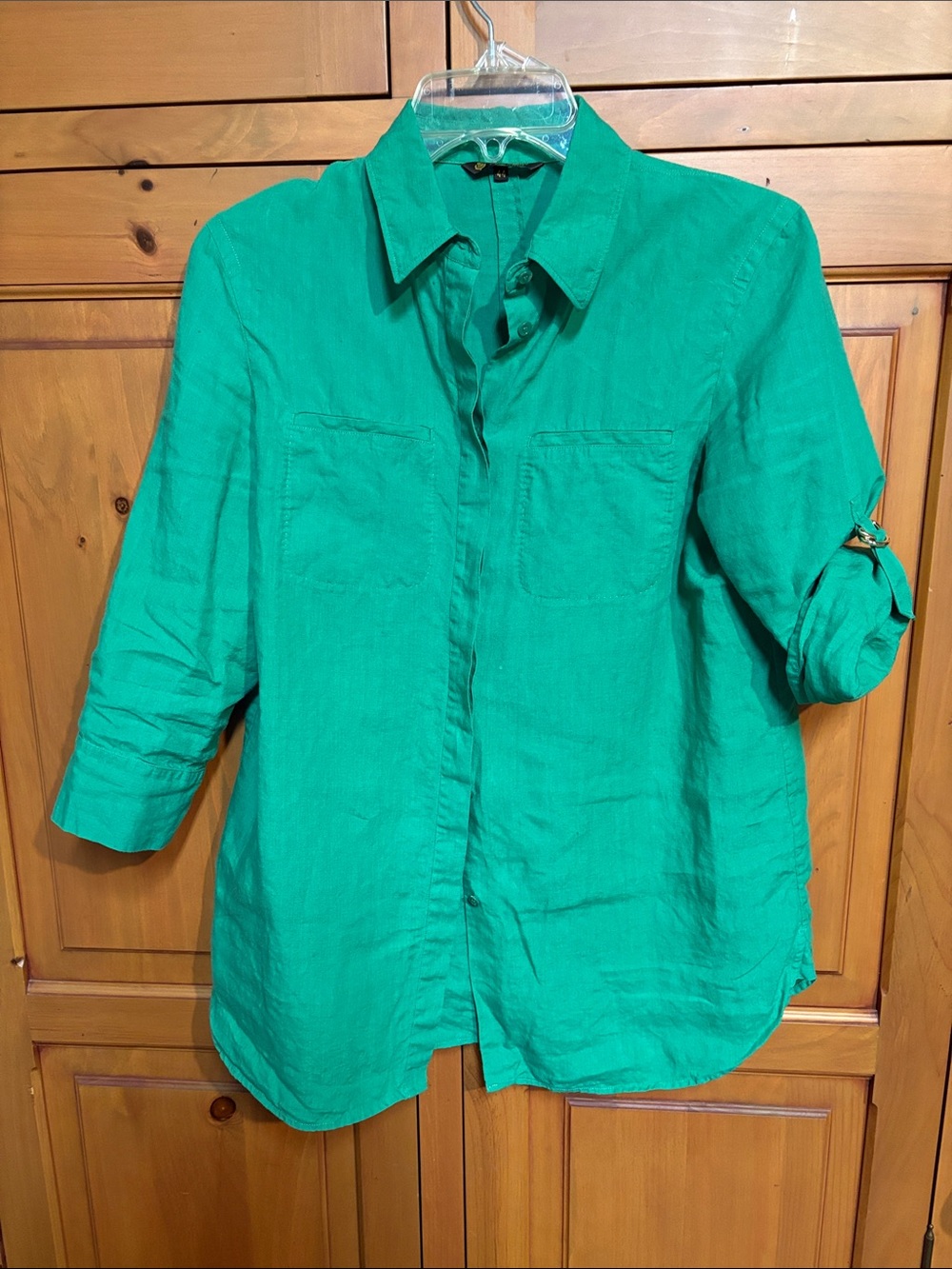 Loro Piana Vibrant Green linen blouse